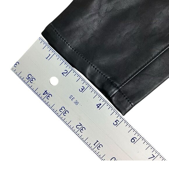 Blank NYC Pants 28 Black Faux‎ Leather High Rise Skinny Button Fly Great Jones - Picture 14 of 15
